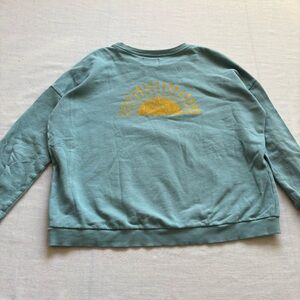 PIUPIUCHICK Burning Sand Sun Graphic Sweatshirt, Teal, Crewneck, Kid’s 14Y